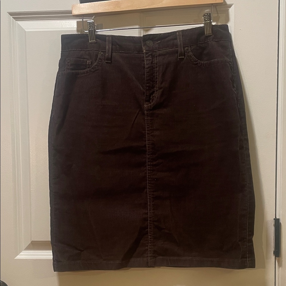 L.L. Bean Rich Chocolate Corduroy Pencil Skirt Size 6
